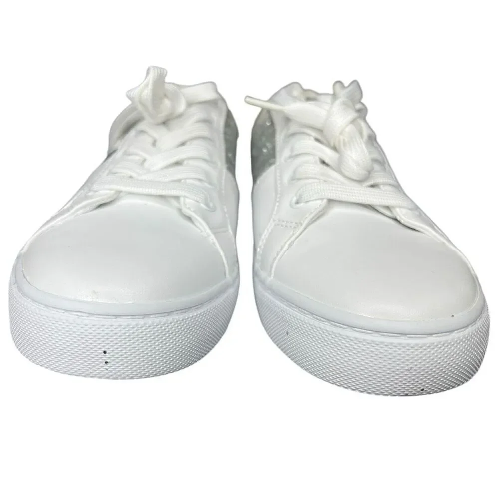 NEW Tommy Hilfiger Women’s Lemmi White Silver Blink Sneaker 8.5M